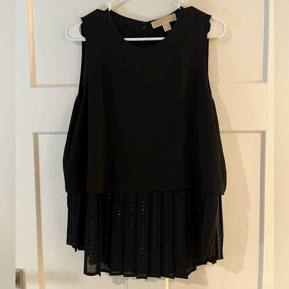Michael Kors black sleeveless blouse with rhinestones L